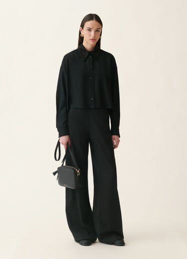 Cropped flannel shirt, black Fabiana Filippi Cropped flannel shirt, black Black CAD226F313M3940000