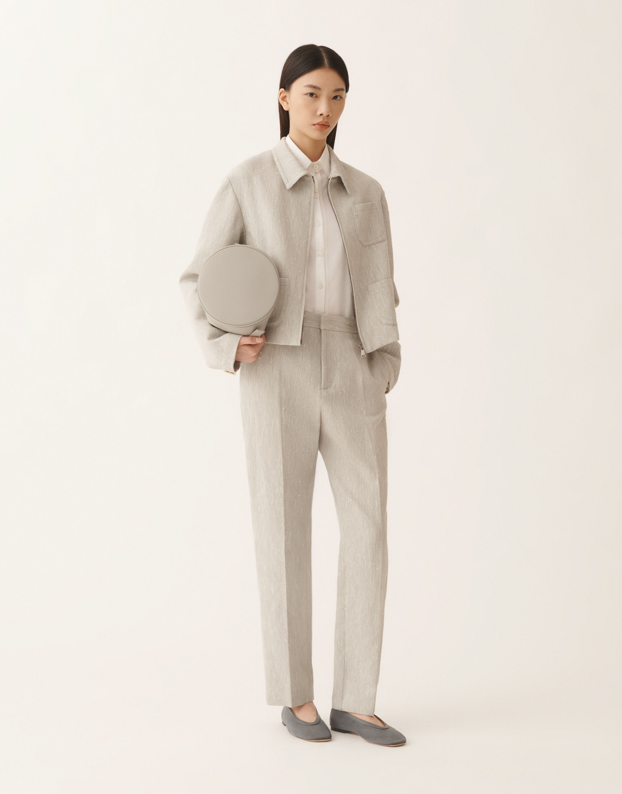 Boxy jacket in drop fil coupé tailoring, ice for Women | Fabiana