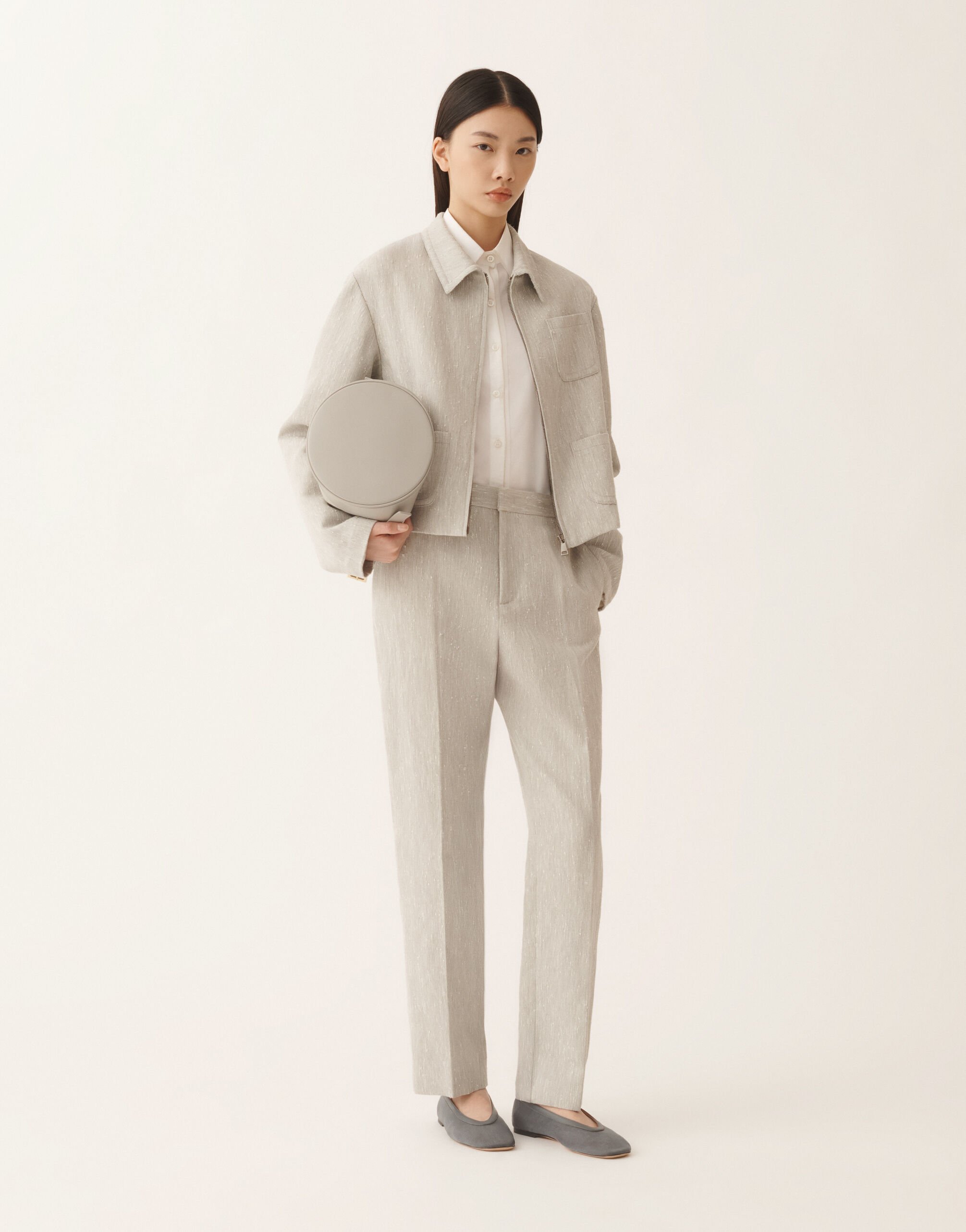 Fabiana Filippi Boxy jacket in drop fil coupé tailoring, ice Gray GCD266F208L7820000