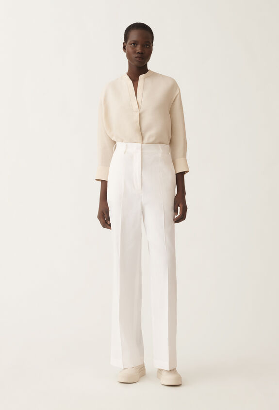 Fabiana Filippi Stretch viscose and linen trousers, optical white OPTICAL WHITE PADC02F411H5490000
