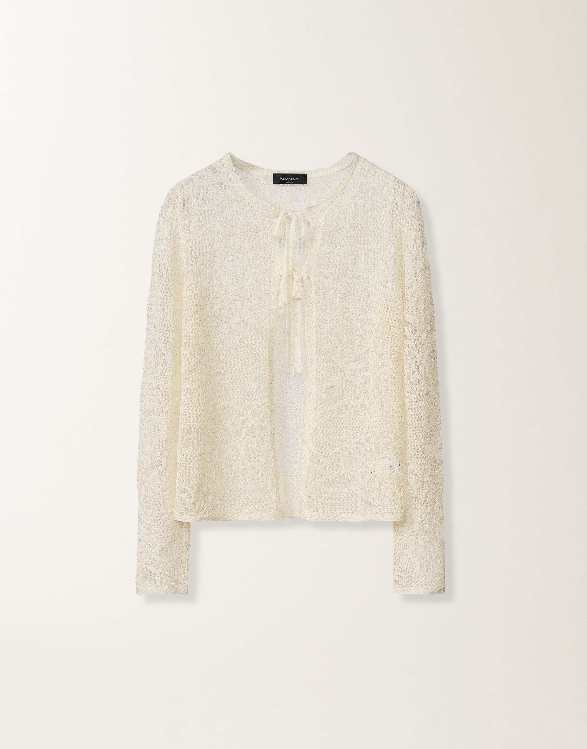 Fabiana Filippi Cardigan en micro paillettes, mastice MASTIC MAD276F509D8640000