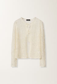 Fabiana Filippi Cardigan en micro paillettes, mastice MASTIC MAD276F509D8640000