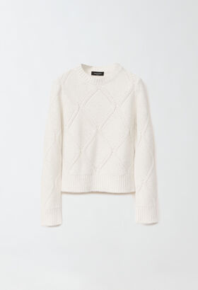 Fabiana Filippi SEQUIN GEOMETRIC STITCH CREW NECK SWEATER WHITE CTD224F712D7520000