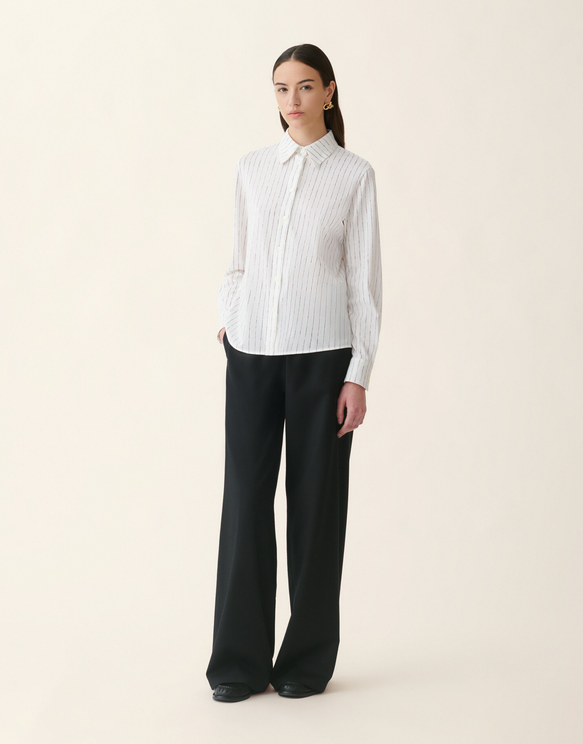 Pinstripes Signature printed jersey shirt, silk white Fabiana Filippi Pinstripes Signature printed jersey shirt, silk white Silk white CAD226F233M4620000