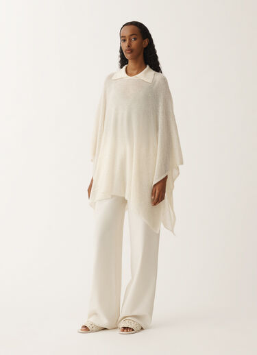 Fabiana Filippi Cape with mohair collar, putty WHITE SAD265A809D8170000