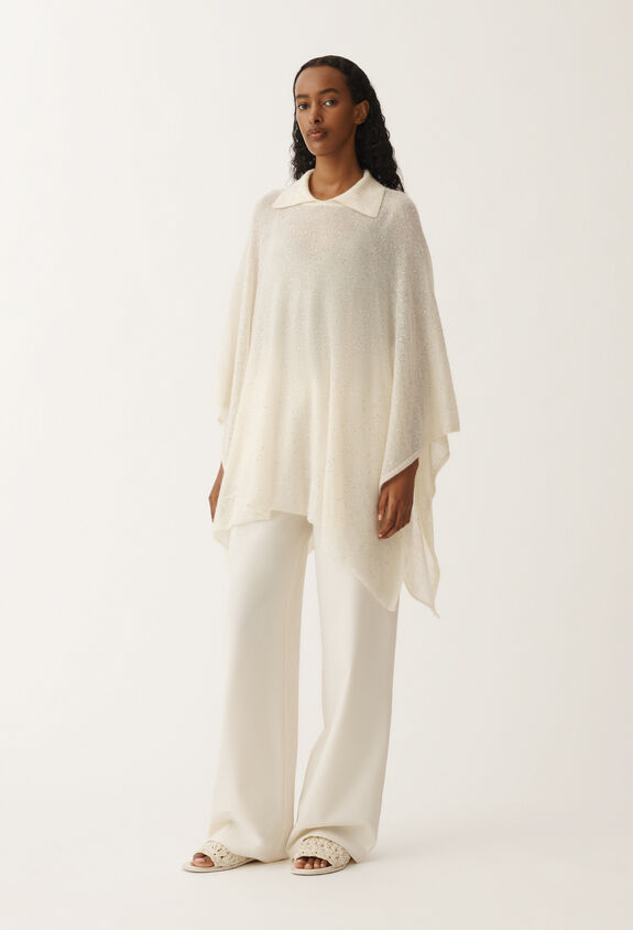 Fabiana Filippi Cape avec col en mohair, mastic BLANC SAD265A809D8170000