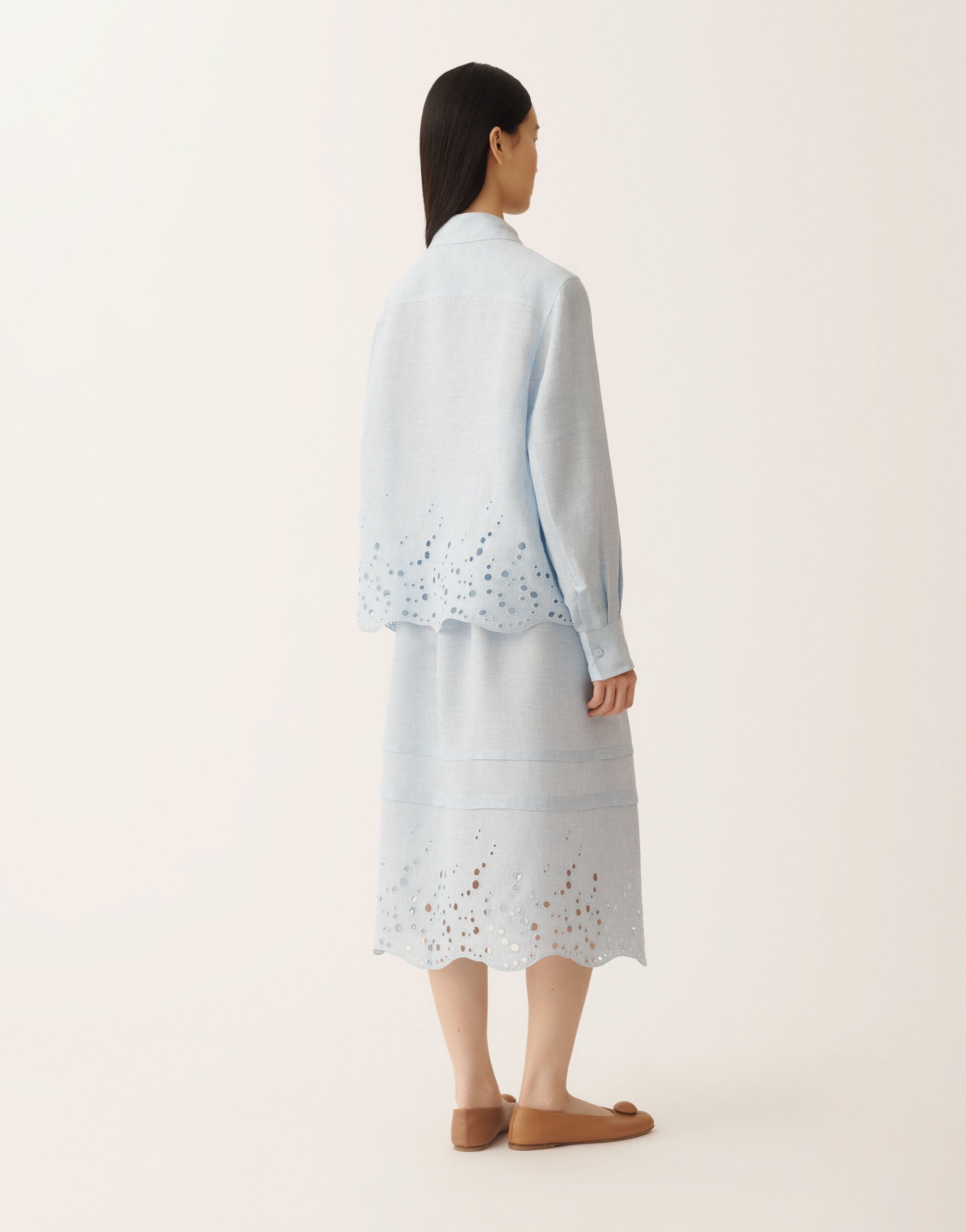 Sky blue linen canvas jacket for Women | Fabiana Filippi®
