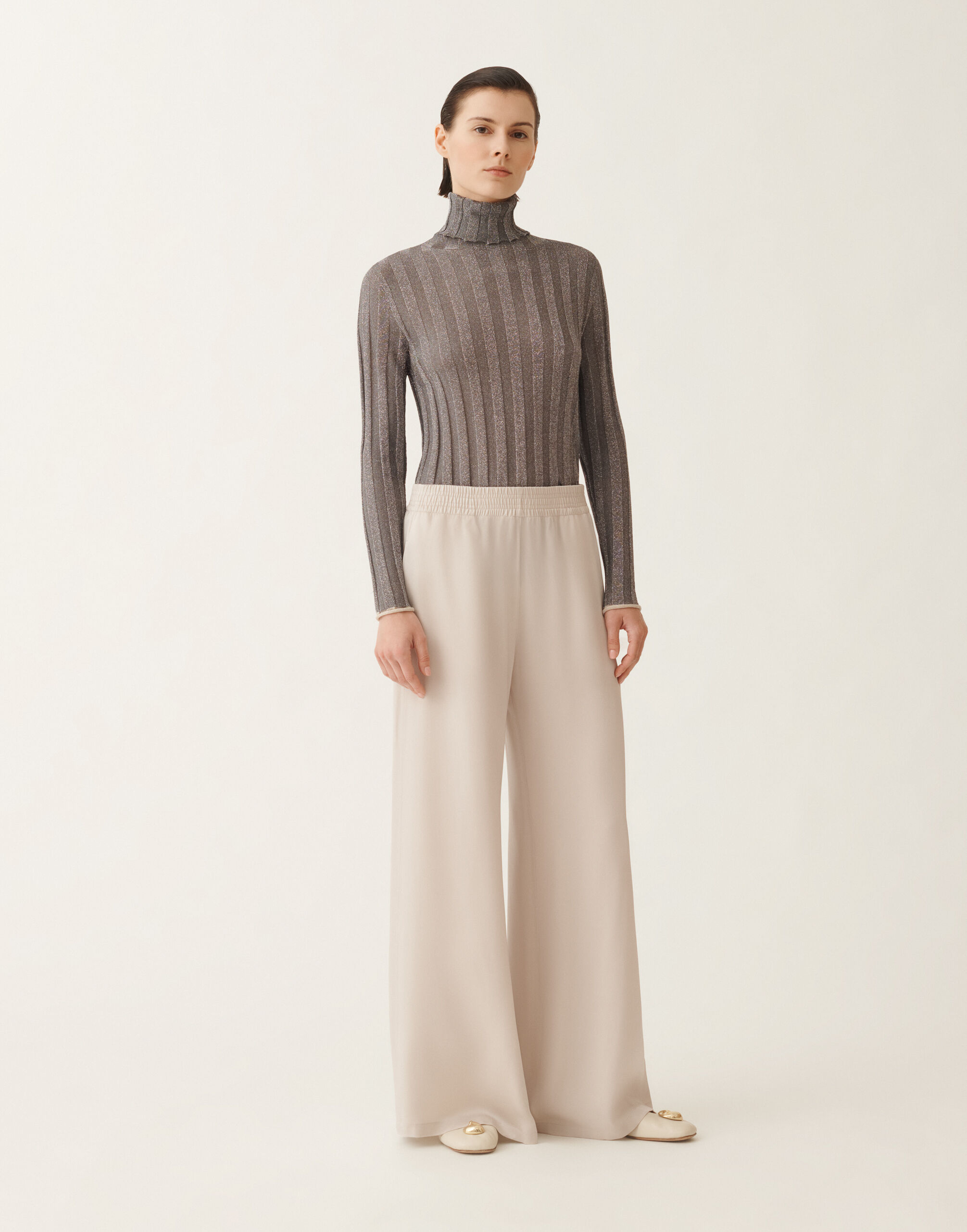Fabiana Filippi Amelia envers satin trousers, dust GREY PAD215F291D9080000