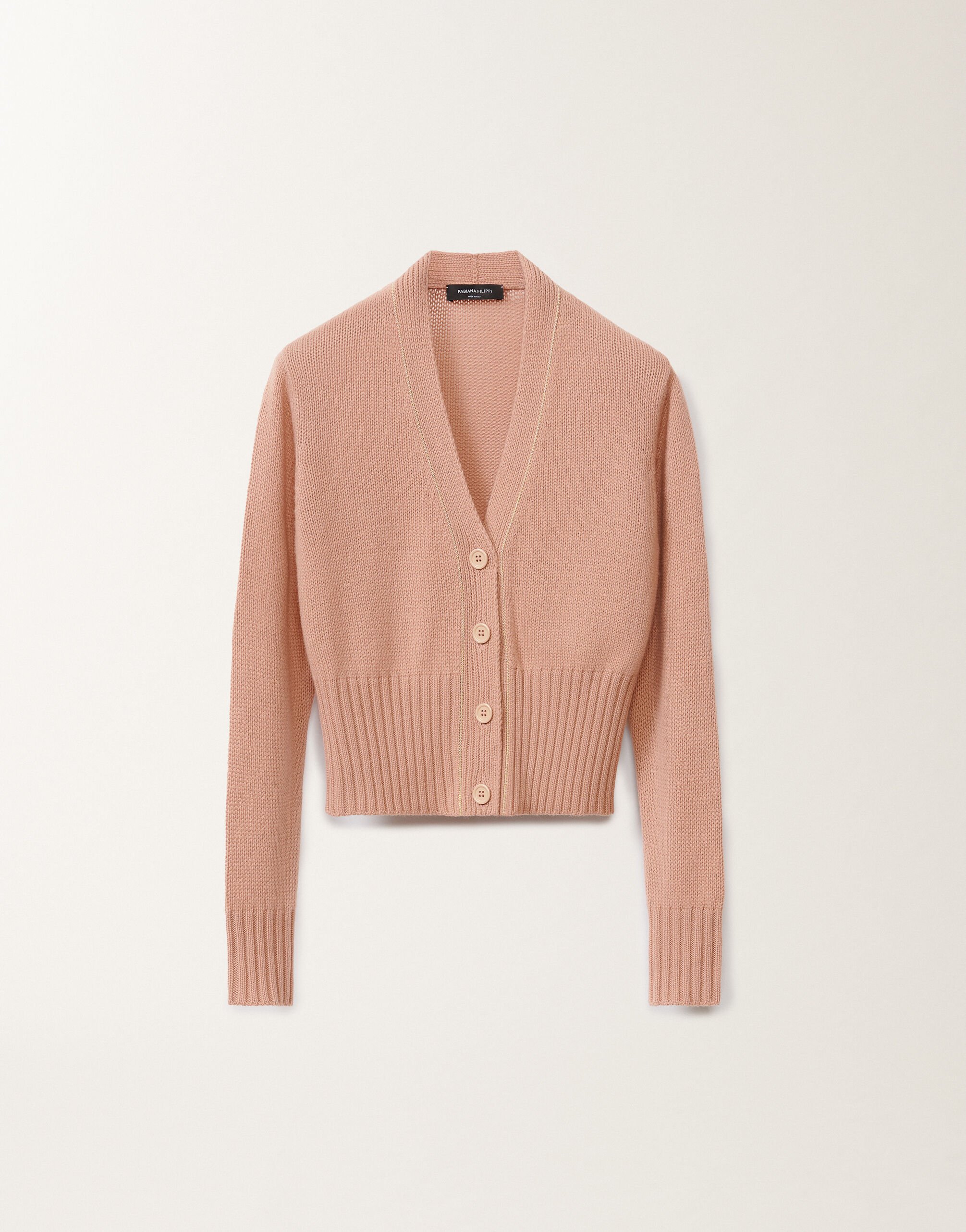 Fabiana Filippi Cardigan en gaze de cachemire, fard ROSE MAD265F038L1610000