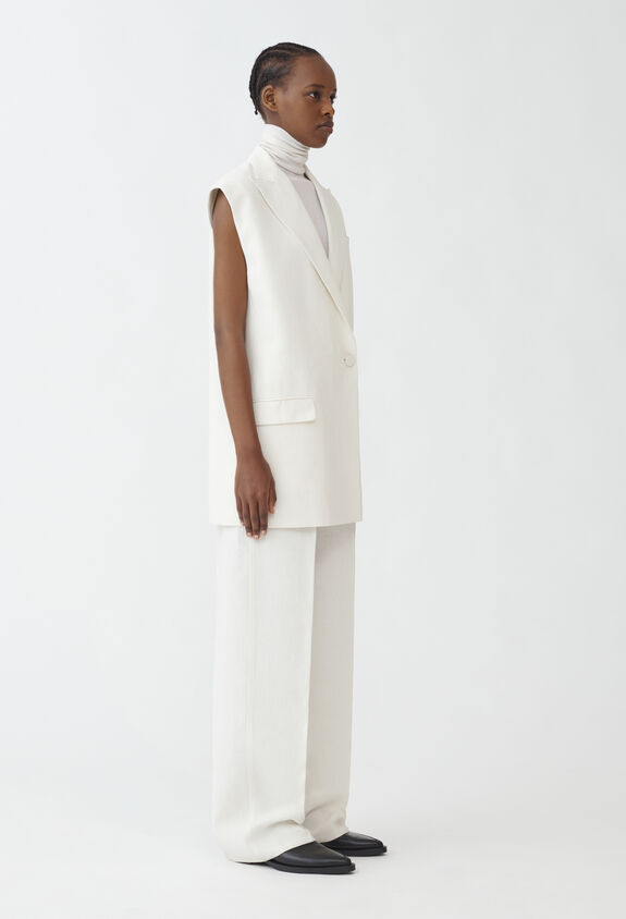 Fabiana Filippi LINEN VISCOSE CLOTH DOUBLE BREASTED VEST WHITE GCD264F164D6300000