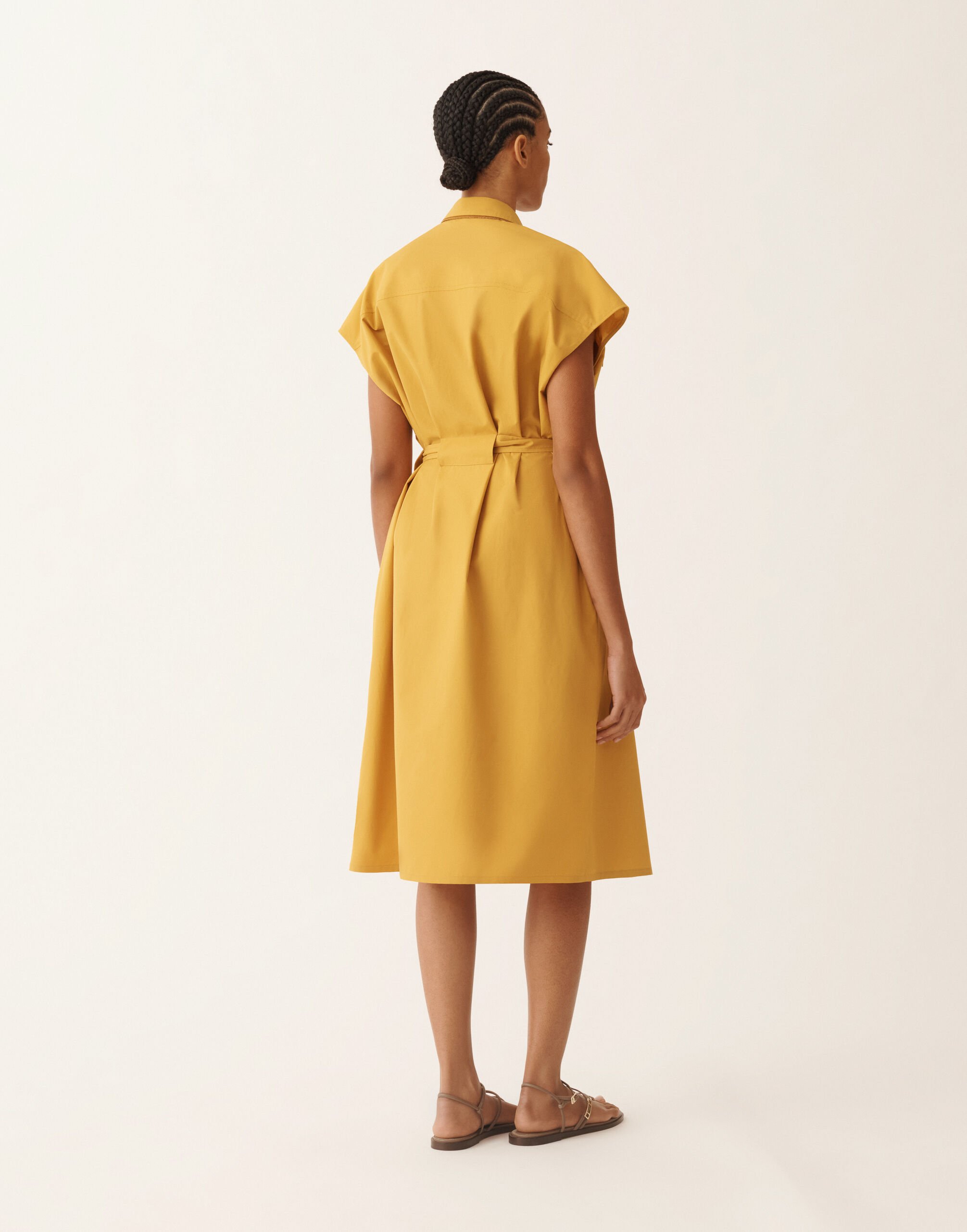 Fabiana Filippi Sahariana dress in mustard poplin MUSTARD ABD276F618L5820000