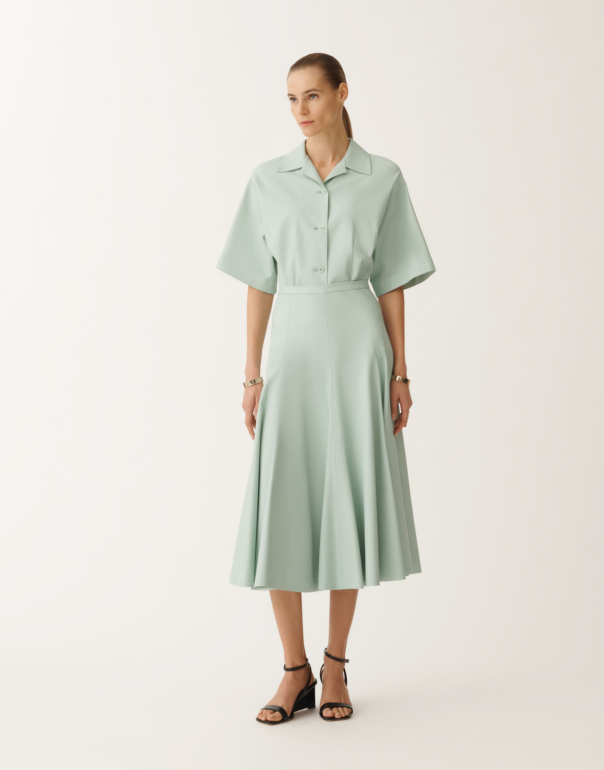 Fabiana Filippi Nappa leather skirt, aqua green AQUAGREEN PLD275F840D7510000