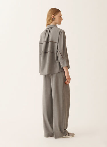 Fabiana Filippi Camicia cropped in fresco lana bistretch, roccia melange Grigio CAD266F309L7710000