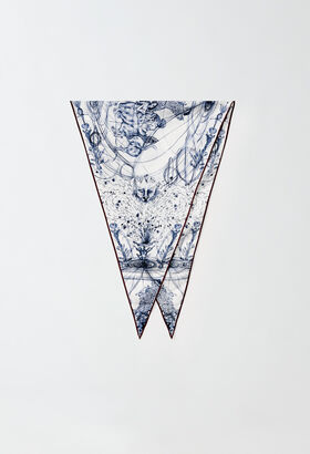 Fabiana Filippi Printed silk twill losange scarf, white and blue WHITE SAD214A787I1510000