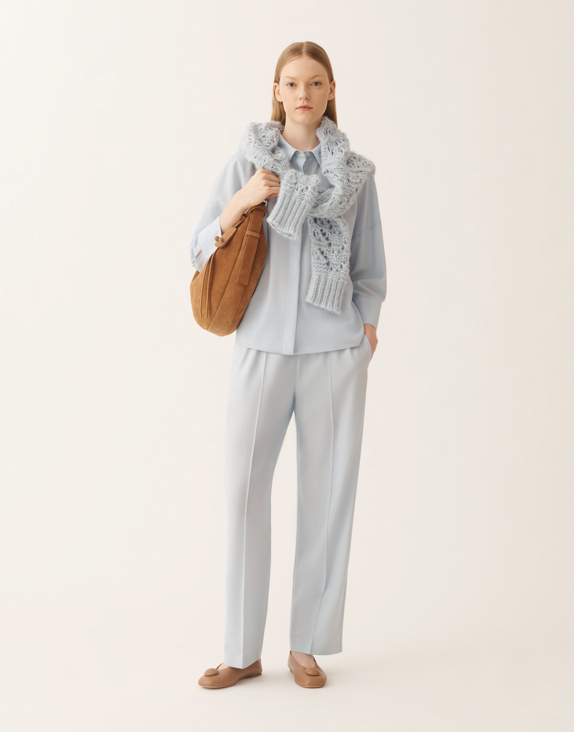 Fabiana Filippi Gubbio jogging pants in lightweight bi-stretch wool, aqua Blue PAD266F322L7630000