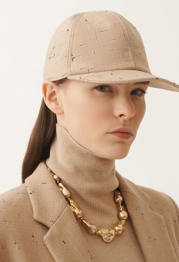 Fabiana Filippi Baseball cap in buttoned tailoring, maple BEIGE SAD215A879D8920000