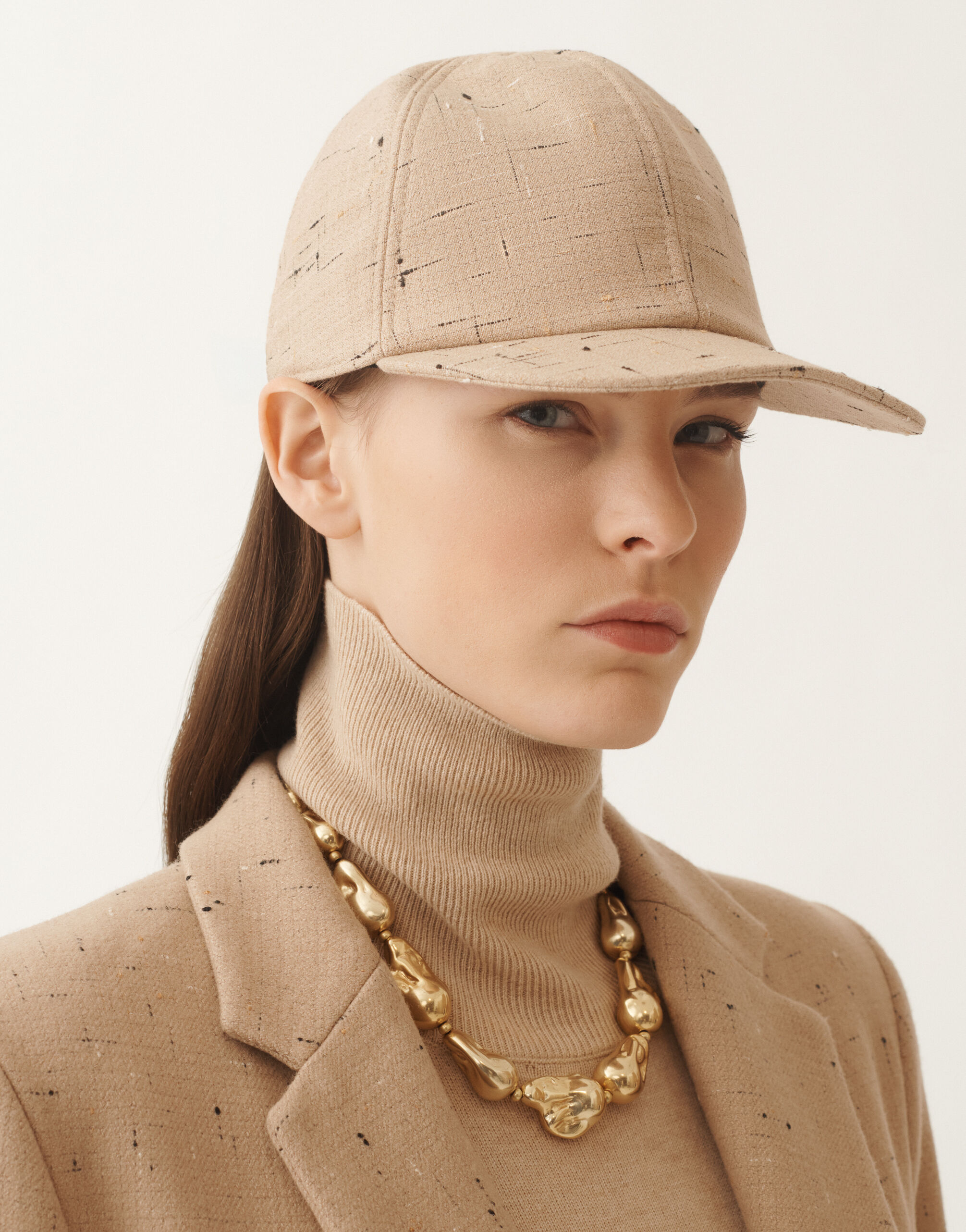 Fabiana Filippi Baseball cap in buttoned tailoring, maple BEIGE SAD215A879D8920000