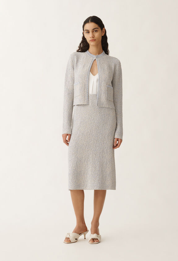 Fabiana Filippi Cardigan in tweed di maglia lurex, vaniglia e malva VANIGLIA/MALVA MAD275F584L3660000