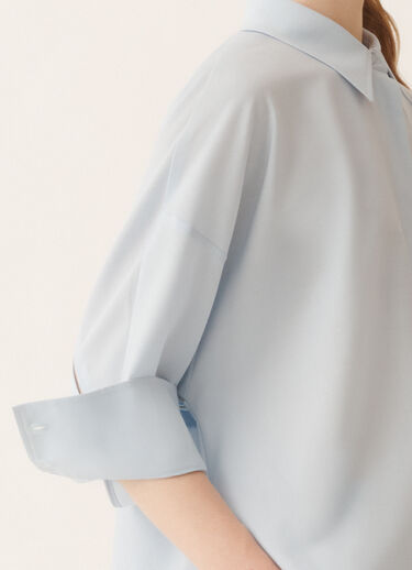 Fabiana Filippi Camicia cropped in fresco lana bistretch, acqua Blu CAD266F309L7710000