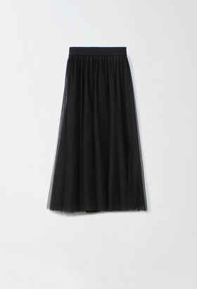 Fabiana Filippi Tulle midi skirt, black WHITE JED264F095I8700000