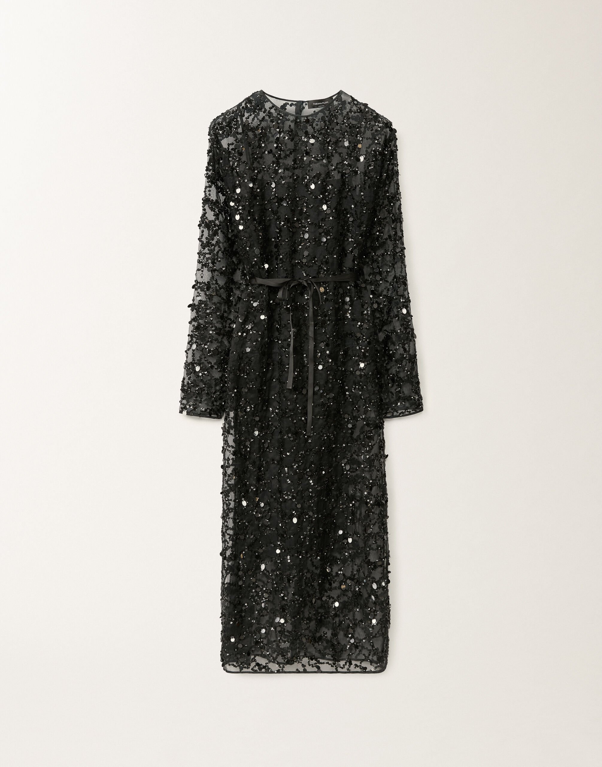 Fabiana Filippi Kleid aus Organza mit Paillettenstickerei, schwarz SCHWARZ ABD265F218L1840000