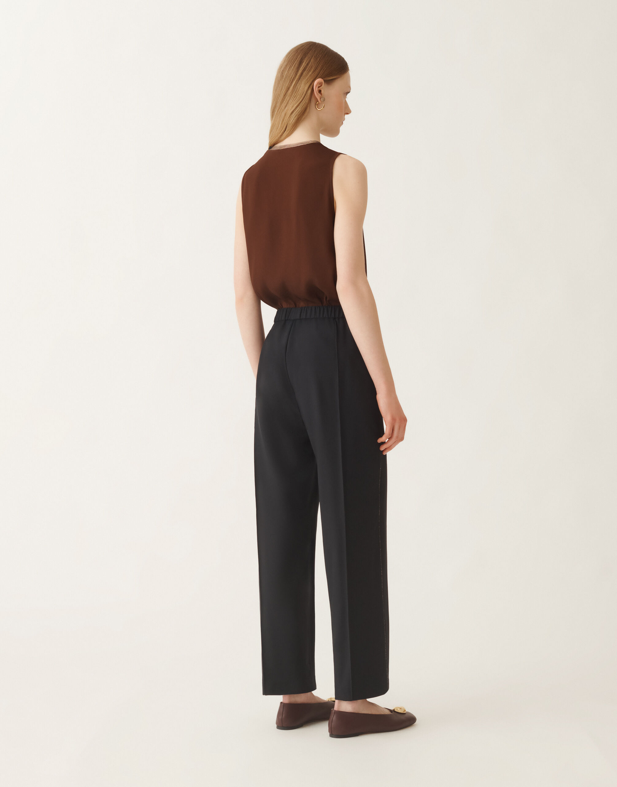 Gubbio cool wool trousers, midnight blue for Women | Fabiana Filippi®