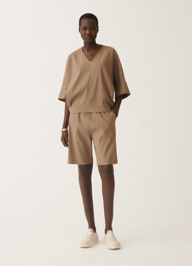 Fabiana Filippi Stretch viscose and linen top, taupe TAUPE TPDC02F361H5500000