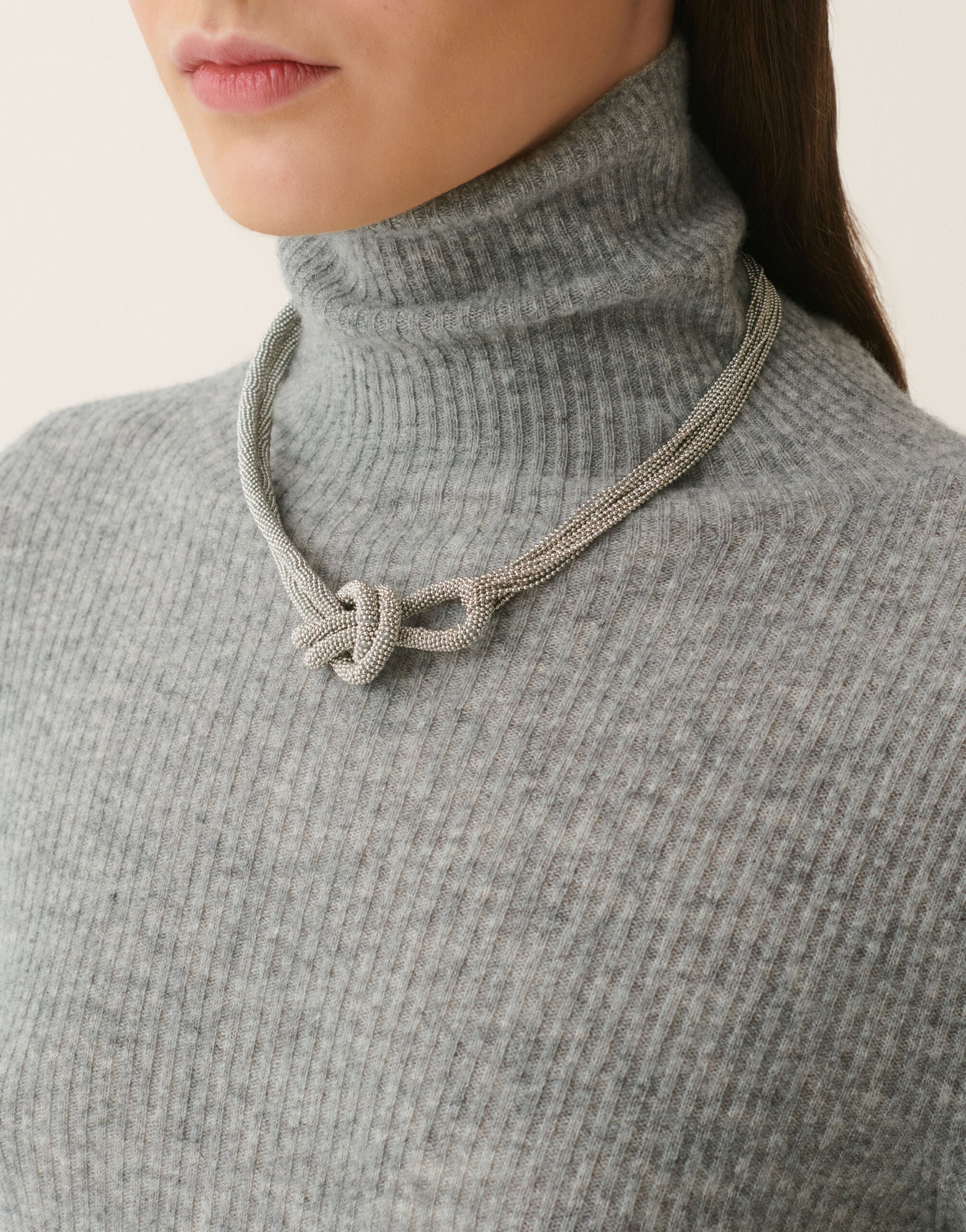 Filo diamante knot necklace, nickel Fabiana Filippi Filo diamante knot necklace, nickel Nikel BXD226A986M5250000
