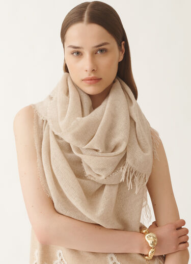 Fabiana Filippi Silk cashmere scarf with lurex, butter WHITE SAD215A881L8010000