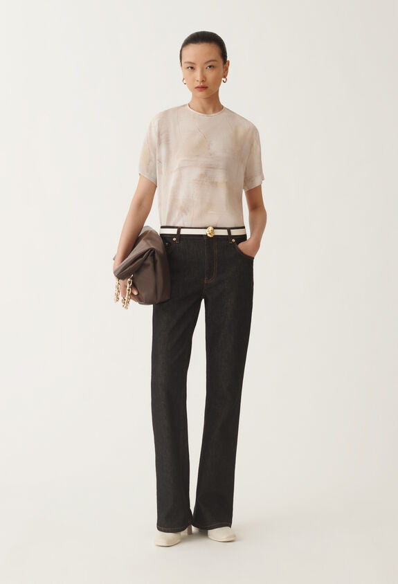 Fabiana Filippi Printed crepe de chine top, butter, maple and peony BEIGE TPD215F304L5290000
