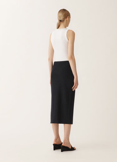 Fabiana Filippi Cotton and linen skirt with sequins, midnight blue BLUE GND275F815D2730000