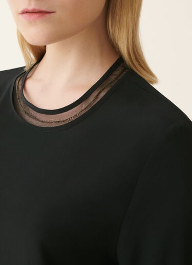 Short-sleeve crêpe de chine top, black Fabiana Filippi Short-sleeve crêpe de chine top, black Black TPD226F289L7750000