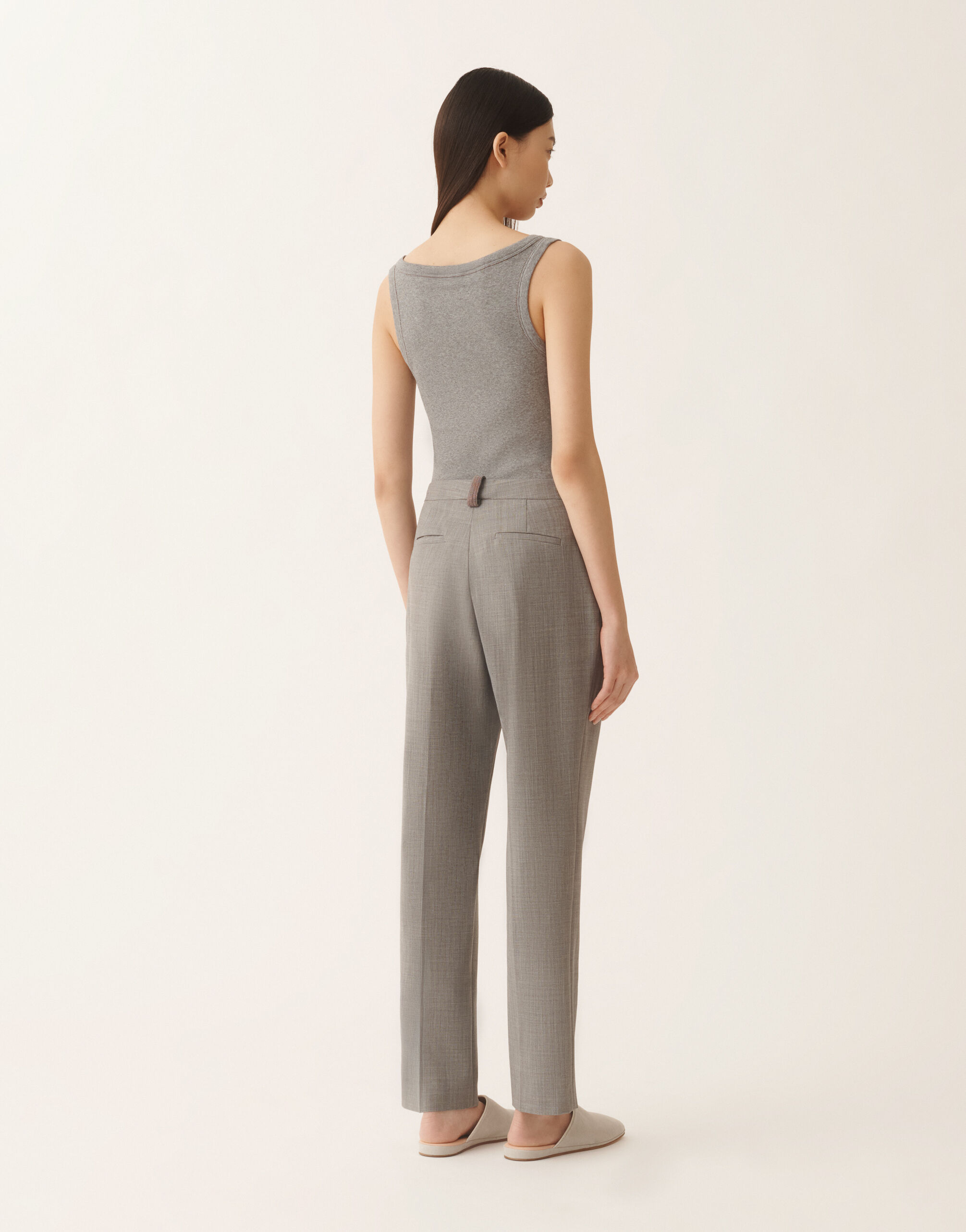 Fabiana Filippi Montefalco Pants in lightweight bi-stretch wool, rock mélange Gray PAD266F326L7630000