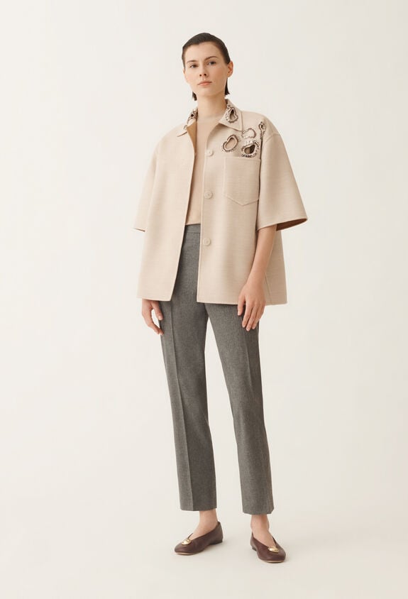 Fabiana Filippi Double wool shirt jacket, rope and wicker BEIGE CTD215F306L5530000