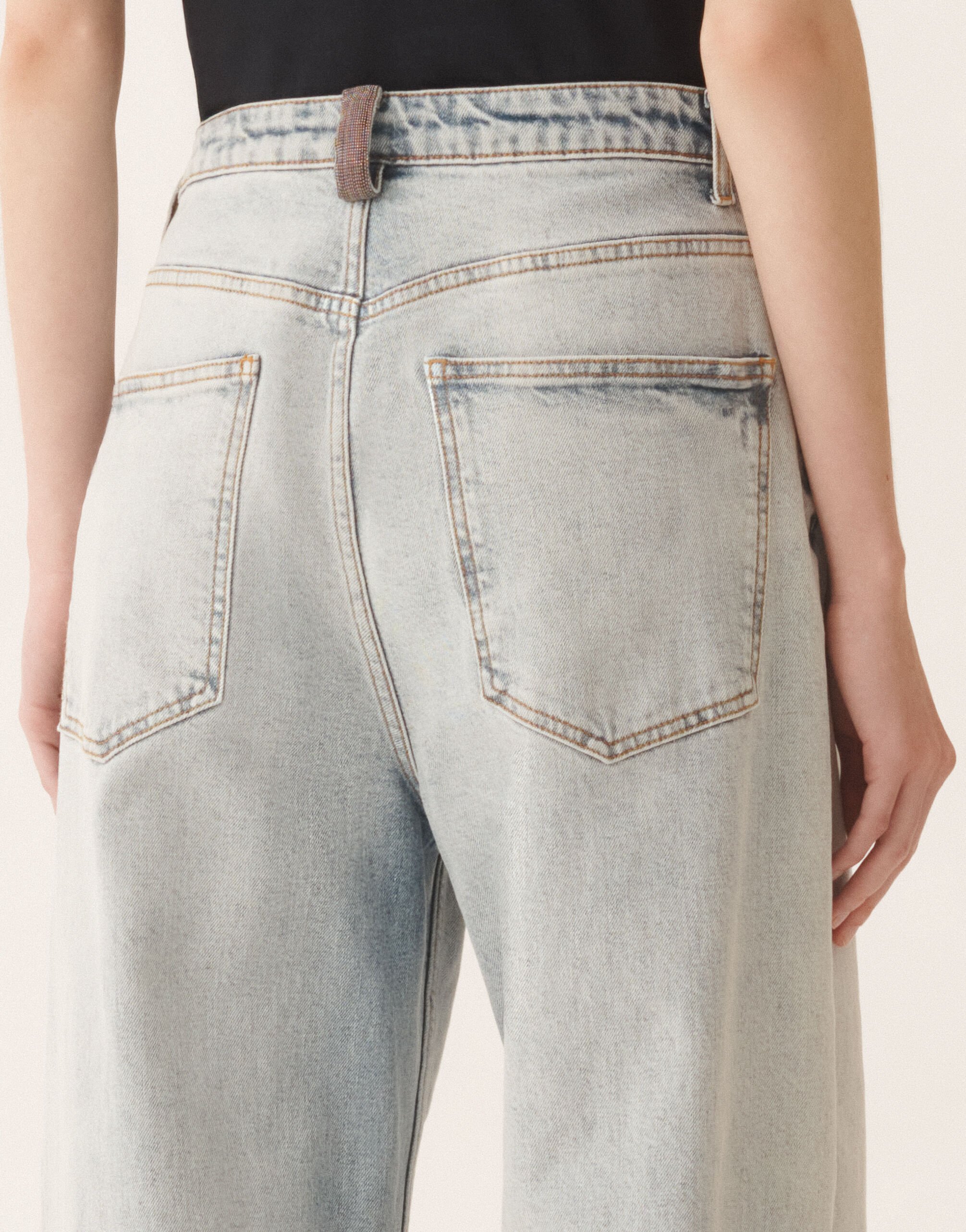 Fabiana Filippi Marbled aqua denim pants Blue PAD266F342L7310000