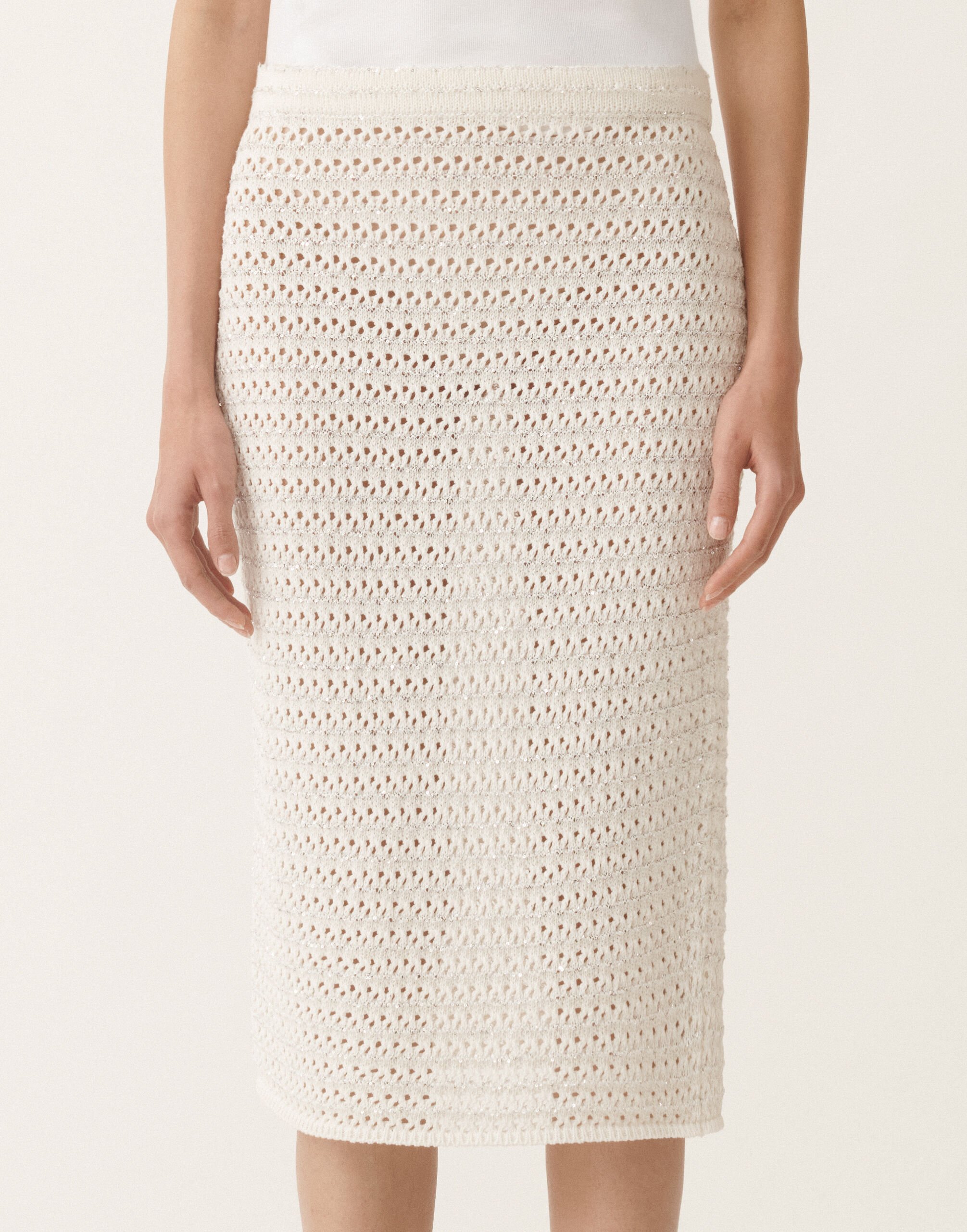 Cotton skirt with sequins, white for Women | Fabiana Filippi®