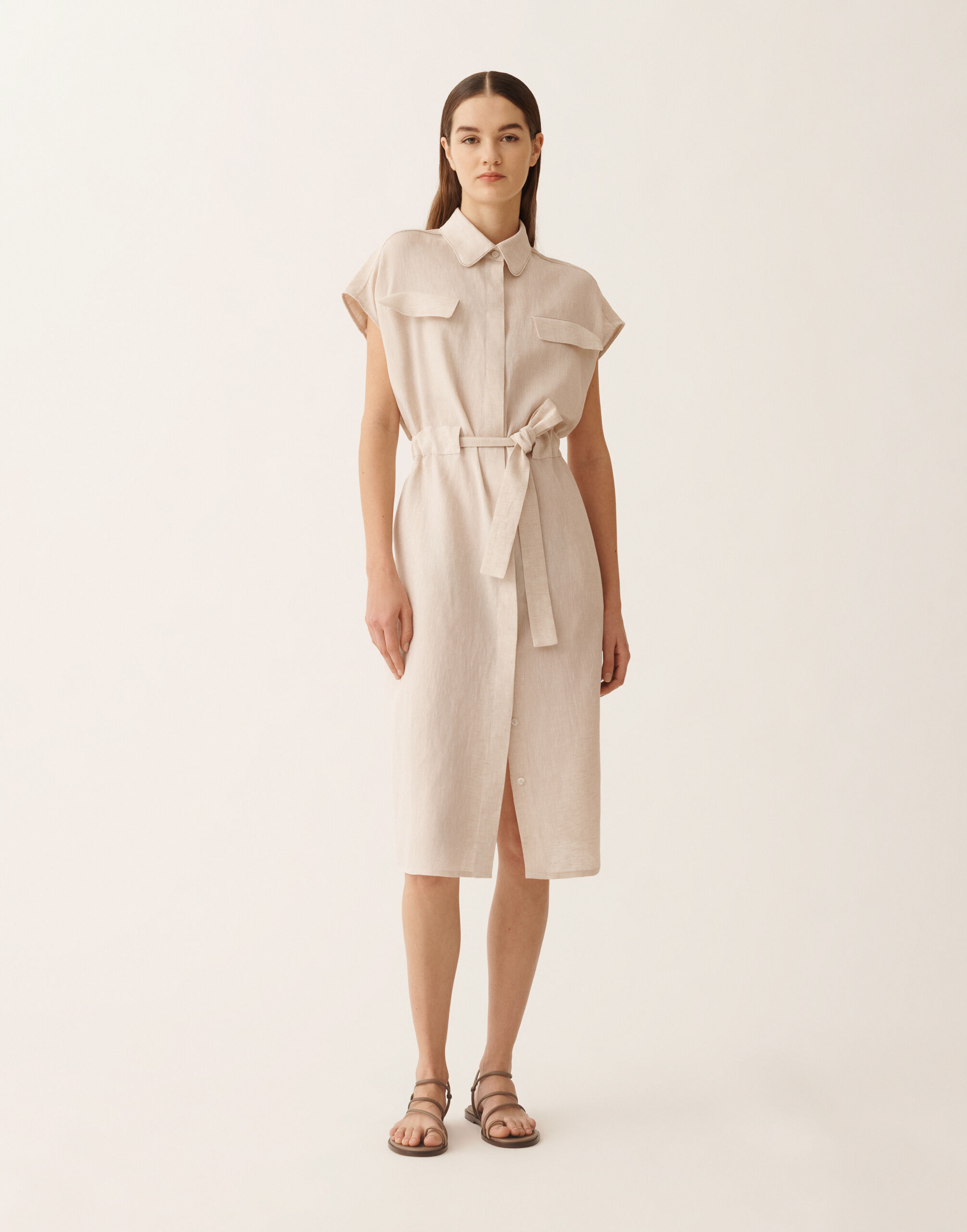 Sahariana dress in natural linen canvas for Women | Fabiana Filippi®