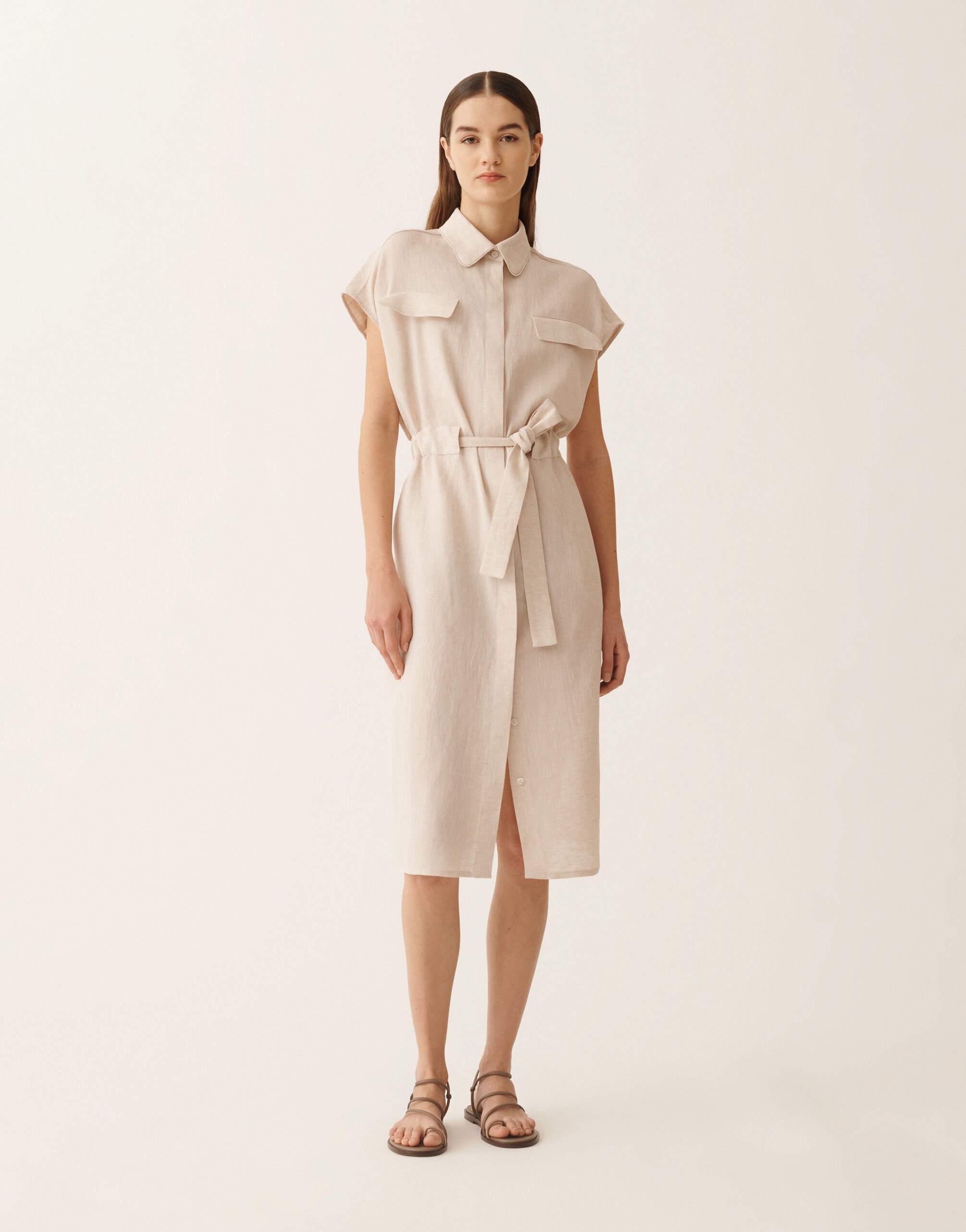 Fabiana Filippi Sahariana dress in natural linen canvas NATURAL ABD276F618M1610000