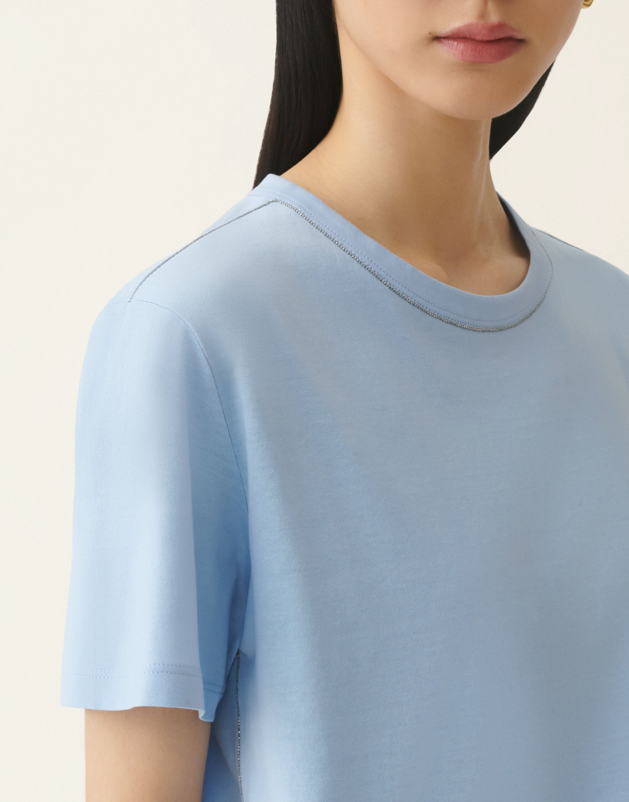 Fabiana Filippi Camiseta en jersey de algodón, azul claro Azul claro JED216F133L7960000