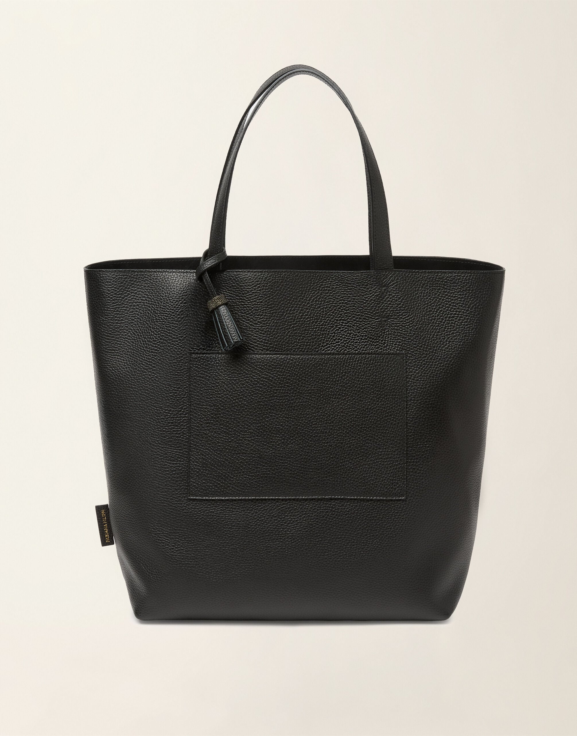 Grained leather tote bag, black Fabiana Filippi Grained leather tote bag, black Black BGD226A910M5600000