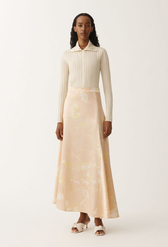 Fabiana Filippi Tilia-print silk midi skirt, dusty pink PINK GND265F397D827M569