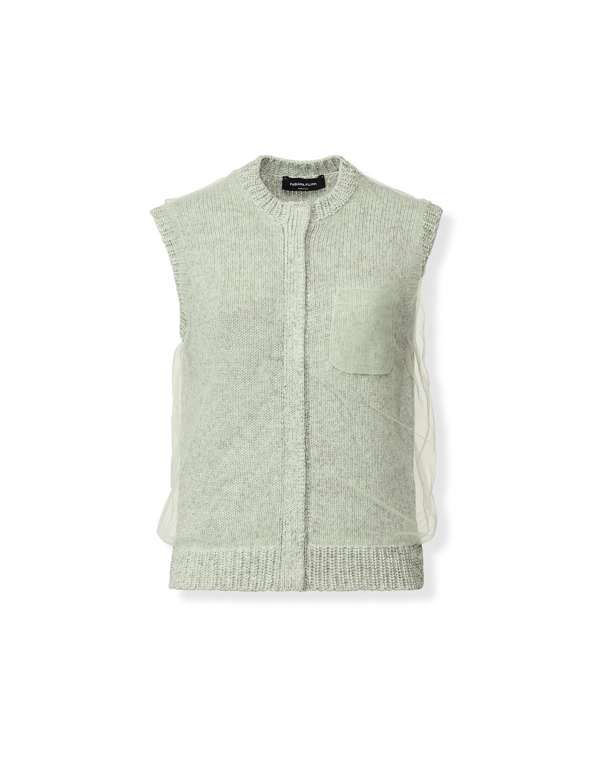Fabiana Filippi Cropped vest in mouliné yarn, Ghirri green Ghirri Green MAD266F112L7450000