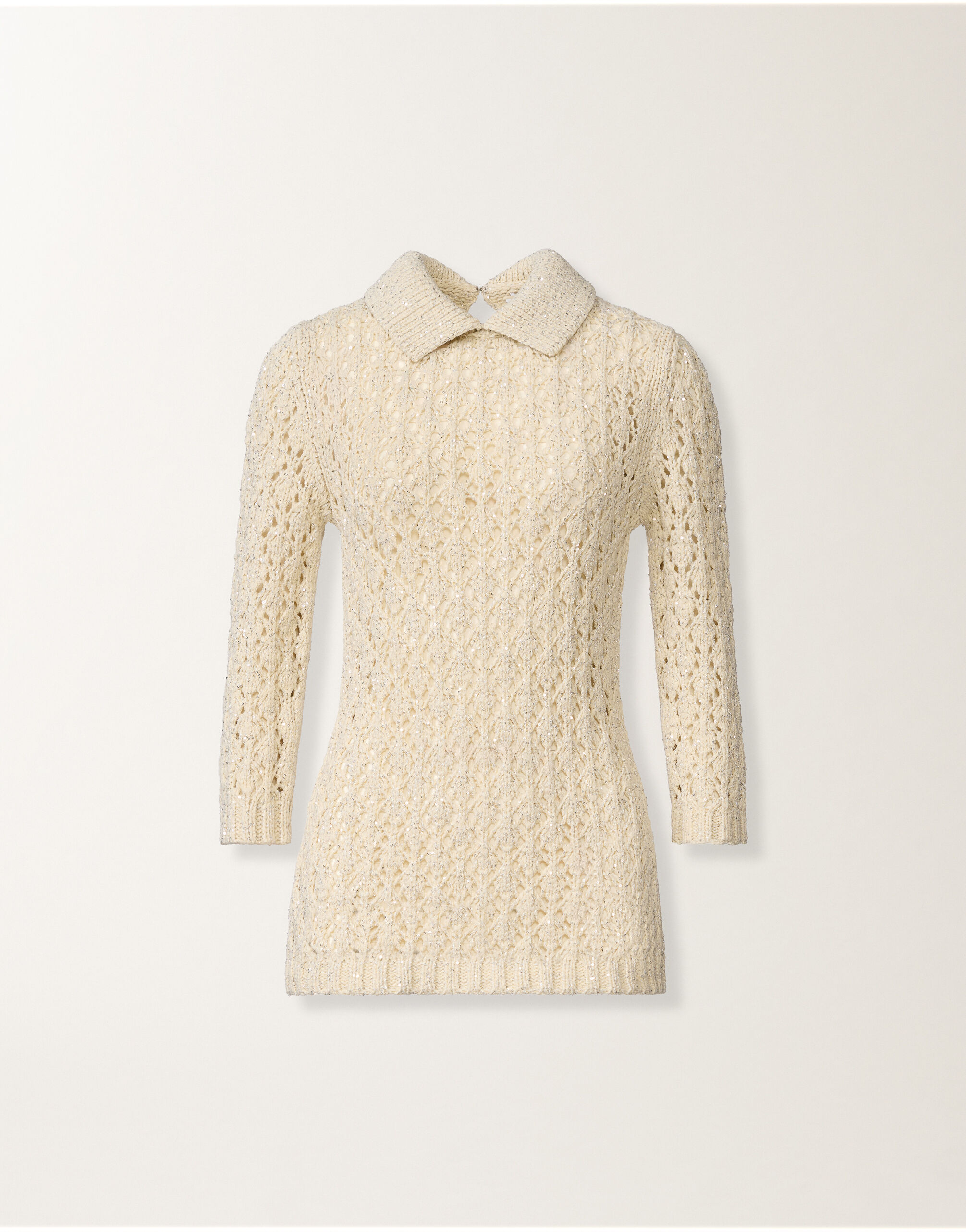 Fabiana Filippi Cotton tape-knit sweater with sequins, butter BUTTER MAD276F557M1020000