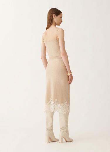 Fabiana Filippi Platinum skirt with macramé lace, rope BEIGE GND215F395L5190000