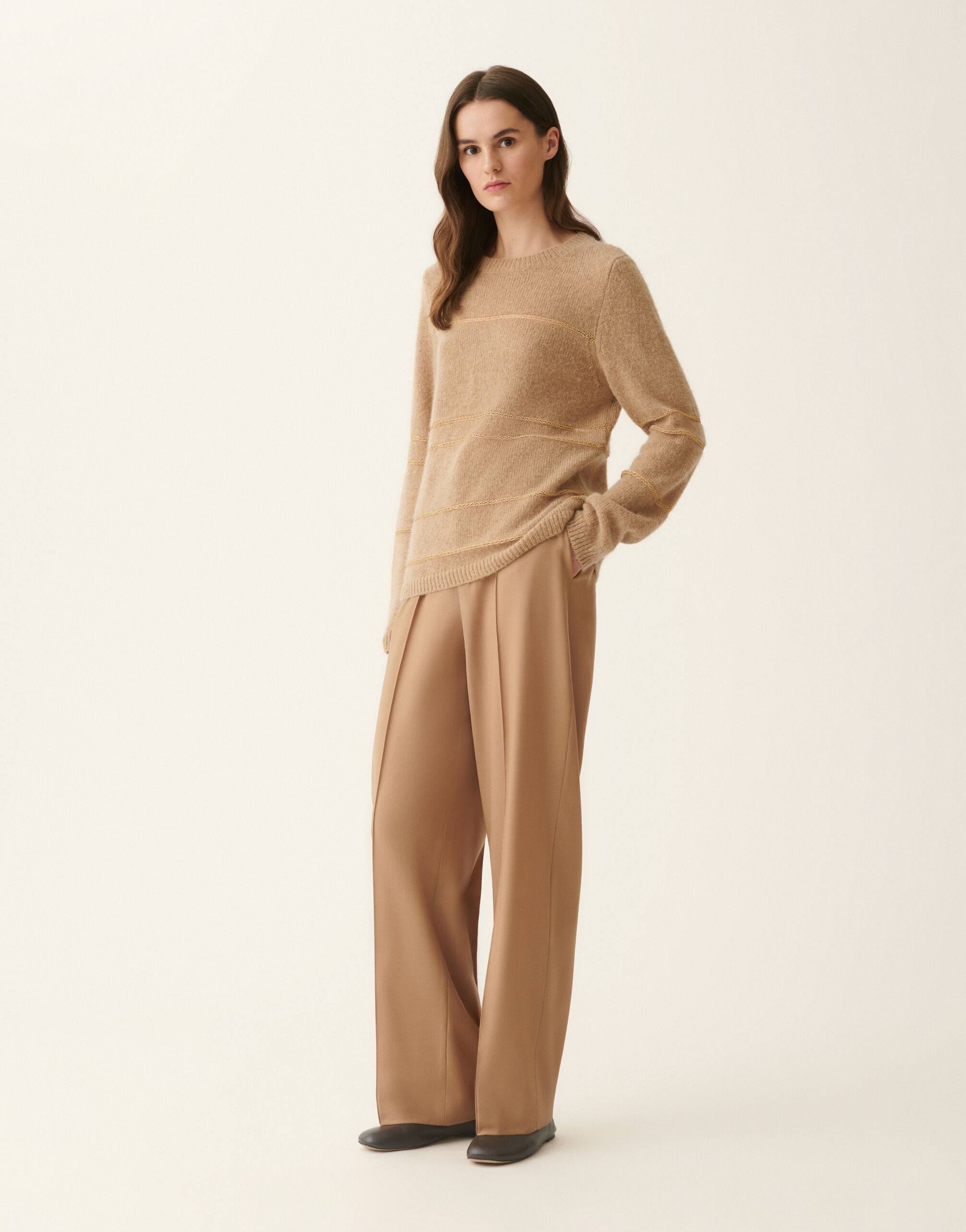 Cool wool trousers, rattan Fabiana Filippi Cool wool trousers, rattan Rattan PAD226F717M3860000
