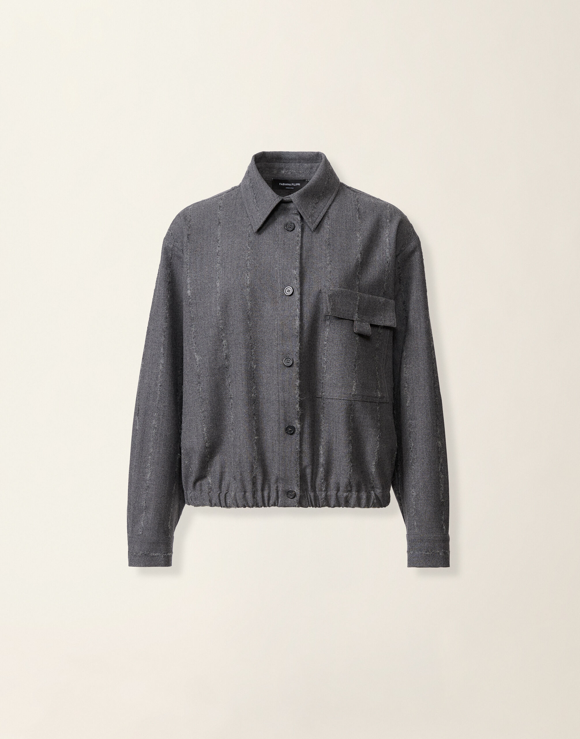 Fabiana Filippi Pinstriped flannel bomber-style shirt, charcoal Charcoal CAD226F704M4130000
