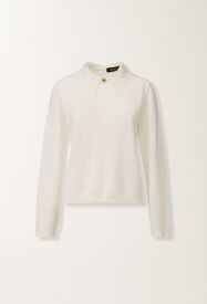 Fabiana Filippi Pull en Platinum avec dentelle macramé, raphia BLANC MAD215F048L5900000