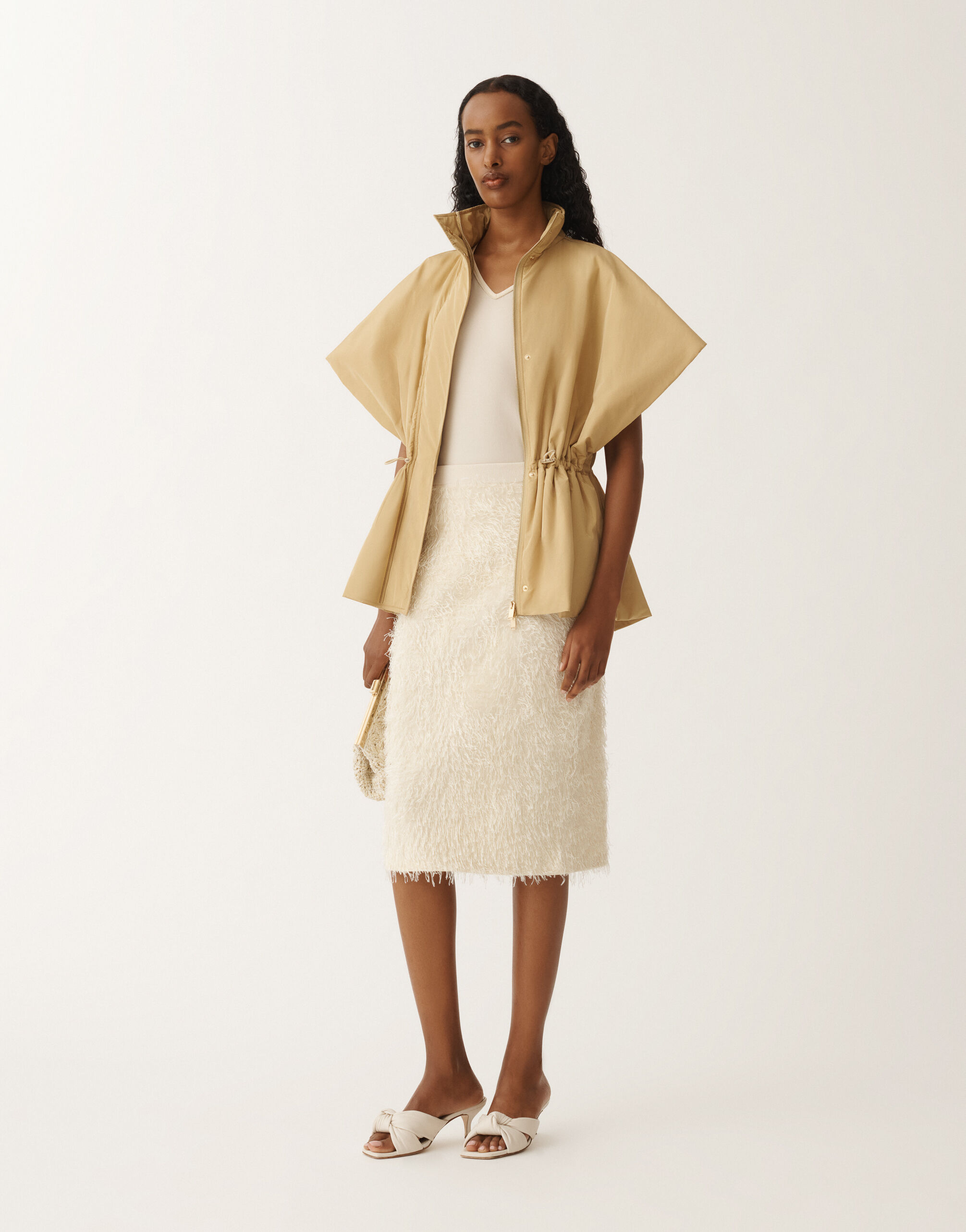 Fabiana Filippi Short technical taffeta cape, gold YELLOW CTD265F255L2950000