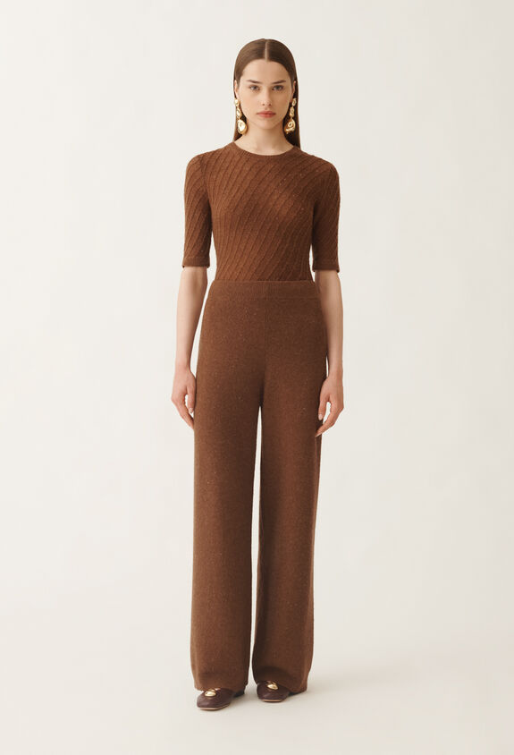 Fabiana Filippi Wool and silk trousers with sequins, mahogany BROWN PAD215F391D2960000