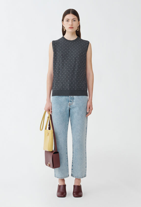 Fabiana Filippi CREW NECK VEST WITH STRASS GREY MAD214F376I9310000